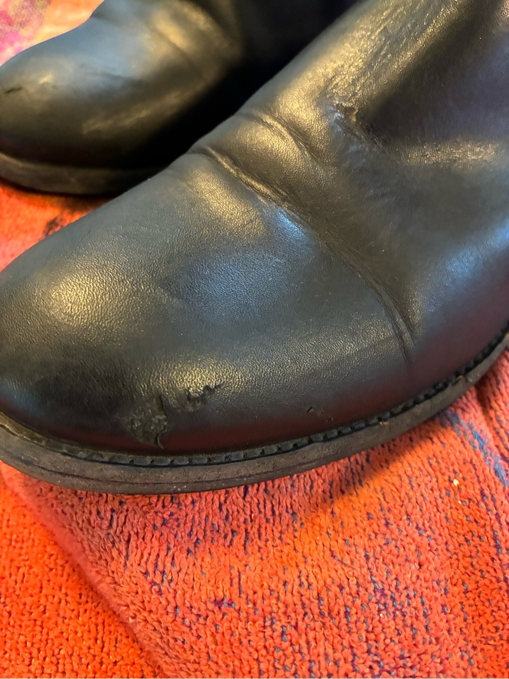 Vintage Frye Black Leather Riding Boots Back Zipper Sz 9.5 - Picture 6 of 8